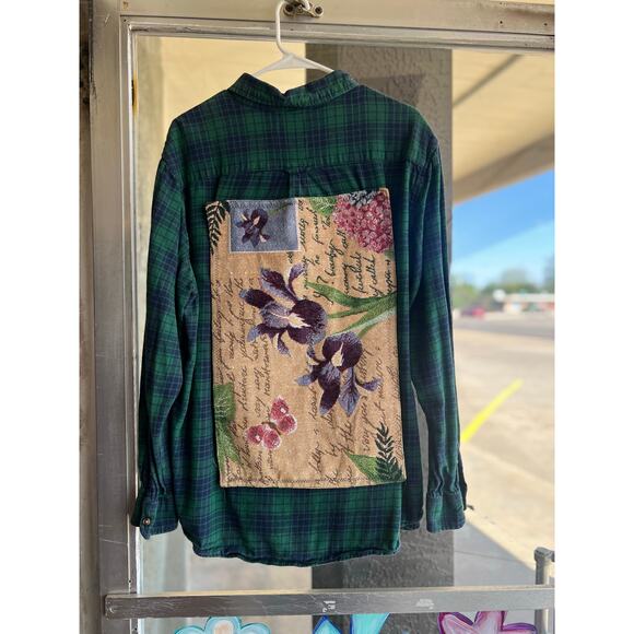 Reworked green Chaps plaid flannel size XL - Picture 1 of 4